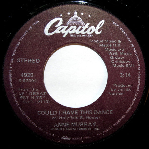 Anne Murray : Could I Have This Dance (7", Single, Win)