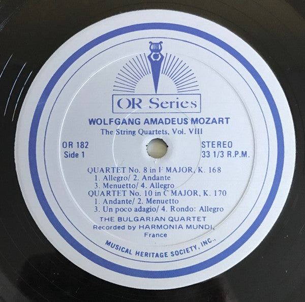 Wolfgang Amadeus Mozart, The Bulgarian Quartet*, Dimo Dimov (2), Alexandre Thomov, Dimitre Kosev, Dimitre Tchilikov : The String Quartets: Volume VIII (LP)