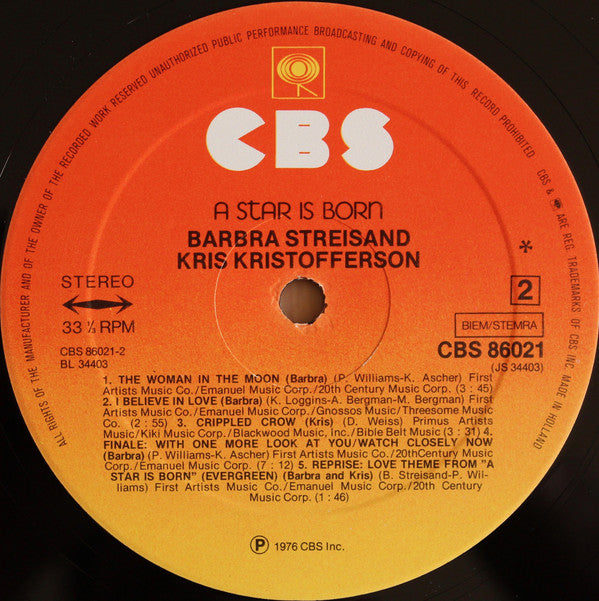 Streisand* & Kristofferson* : A Star Is Born (LP, Album, Gat)