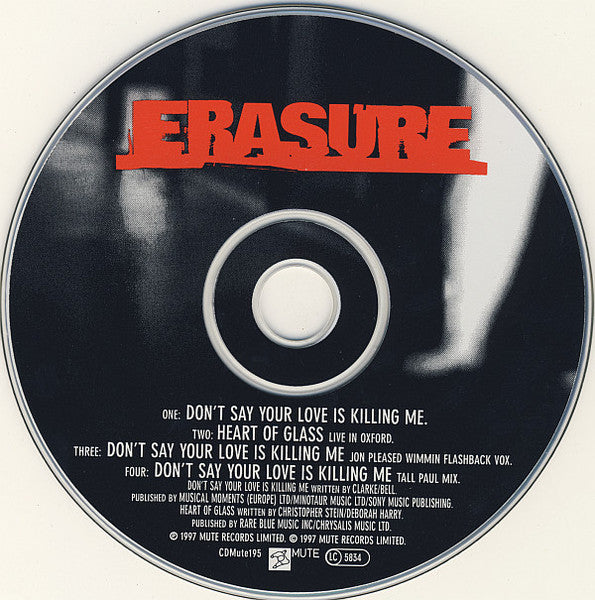 Erasure : Don't Say Your Love Is Killing Me (CD, Single)