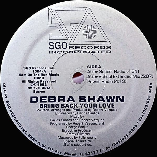 Debra Shawn : Bring Back Your Love (12")