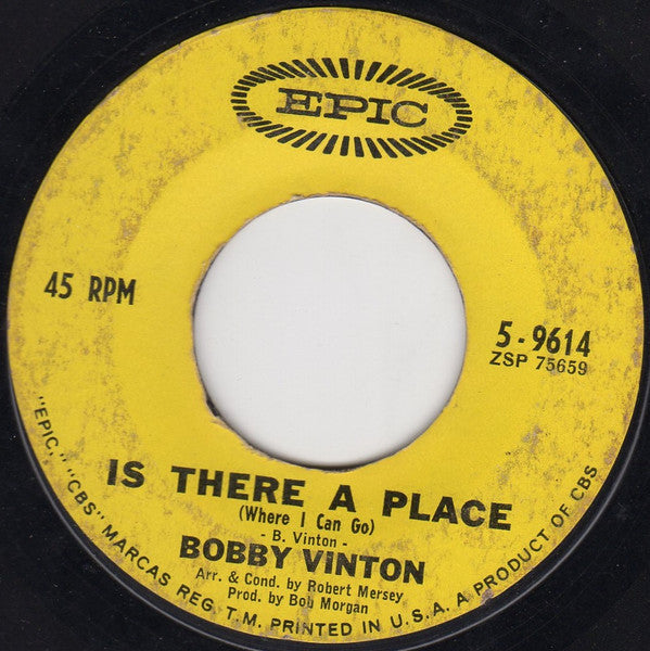 Bobby Vinton : Blue Velvet / Is There A Place (Where I Can Go) (7", Ter)