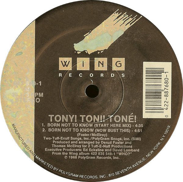 Tony! Toni! Toné! : Born Not To Know (12")