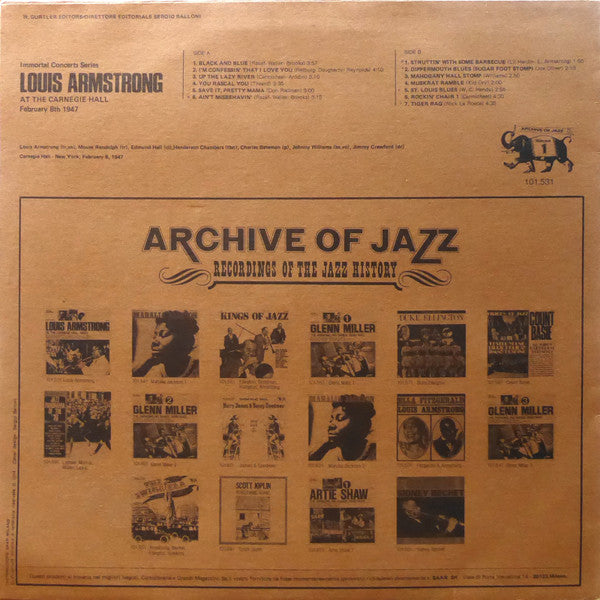 Louis Armstrong : At The Carnegie Hall (LP, Album, RE)