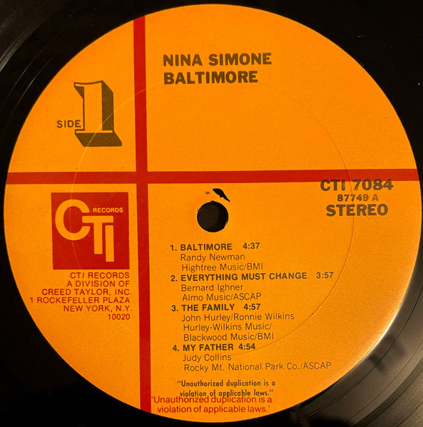 Nina Simone : Baltimore (LP, Album, Gat)
