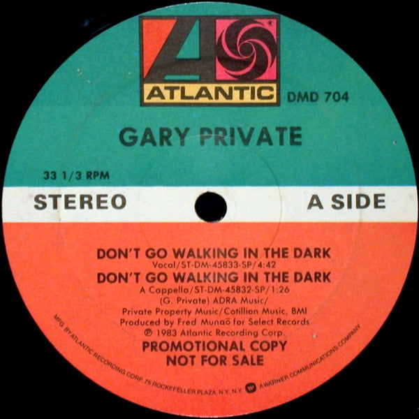 Gary Private : Don't Go Walking In The Dark (12", Promo)
