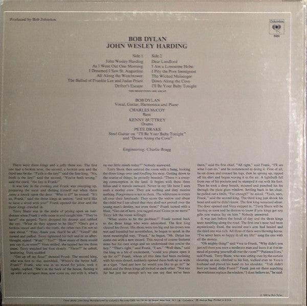 Bob Dylan : John Wesley Harding (LP, Album, RE)