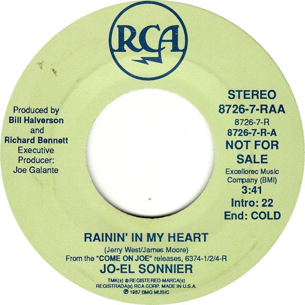Jo-El Sonnier : Rainin' In My Heart (7", Single, Promo)