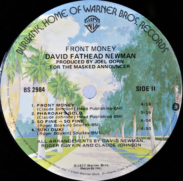 David "Fathead" Newman : Front Money (LP, Album, Win)