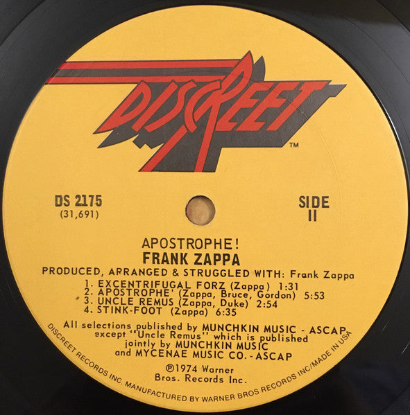 Frank Zappa : Apostrophe (') (LP, Album, Pit)