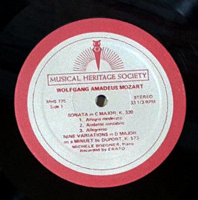 Wolfgang Amadeus Mozart / Michele Boegner* : Sonata, K. 330 / Nine Variations, K. 573 / Sonata, K. 333 / Fantasia, K. 397 (LP, RE)