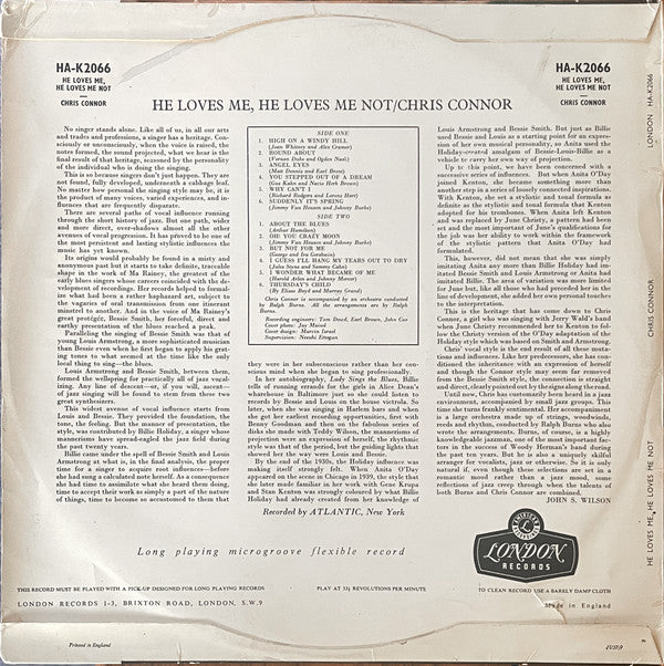 Chris Connor : He Loves Me, He Loves Me Not (LP, Album, Mono)