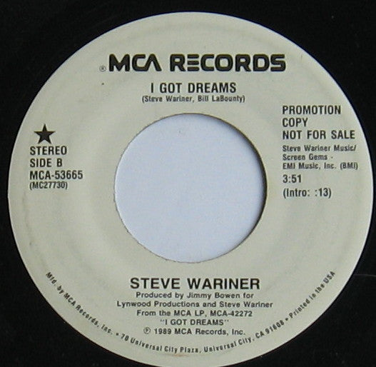 Steve Wariner : I Got Dreams (7", Promo)