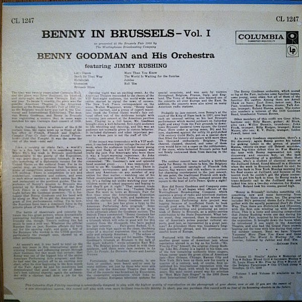 Benny Goodman And His Orchestra : Benny In Brussels Volume 1 (LP, Album, Mono)