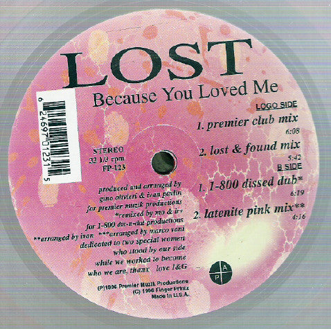 Lost (2) : Because You Loved Me (10", Red)