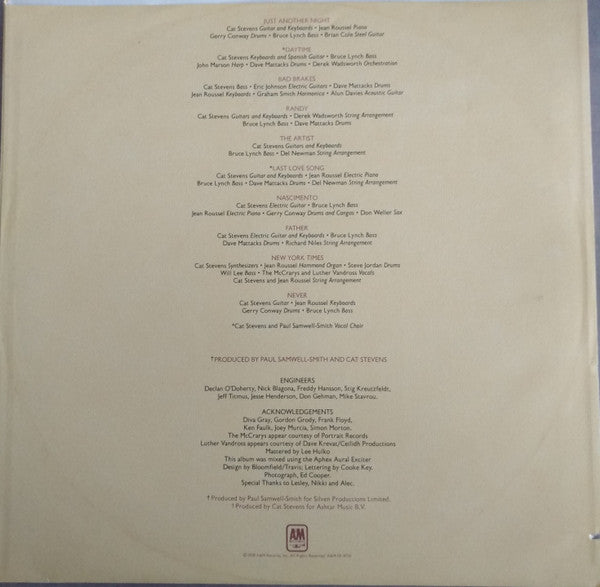 Cat Stevens : Back To Earth (LP, Album, Pit)
