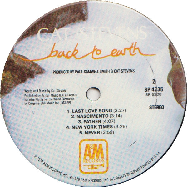 Cat Stevens : Back To Earth (LP, Album, Pit)