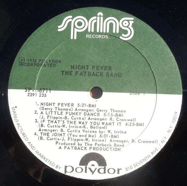 The Fatback Band : Night Fever (LP, Album, PRC)