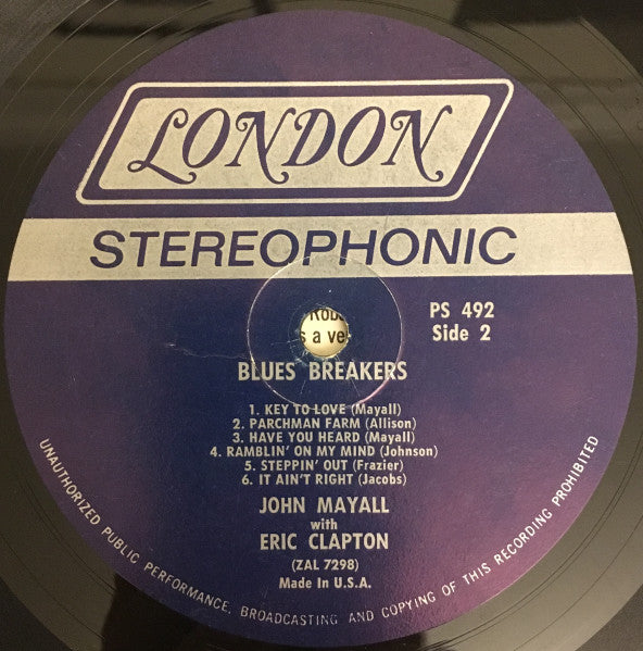 John Mayall With Eric Clapton : Blues Breakers (LP, Album)