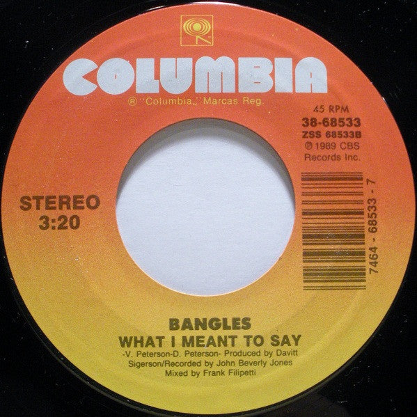 Bangles : Eternal Flame (7", Single, Styrene, Car)