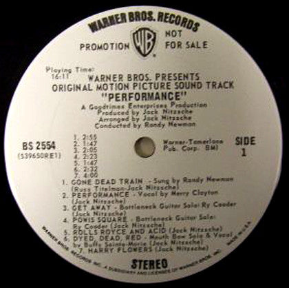 Various : Performance (Original Motion Picture Sound Track) (LP, Album, Promo)
