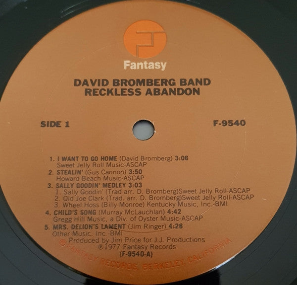 The David Bromberg Band* : Reckless Abandon (LP, Album, Pit)