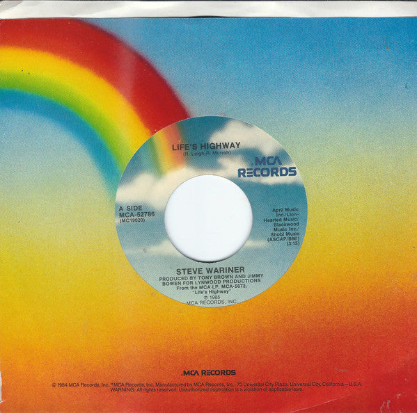 Steve Wariner : Life's Highway / She's Crazy For Leaving (7", Single, Pin)