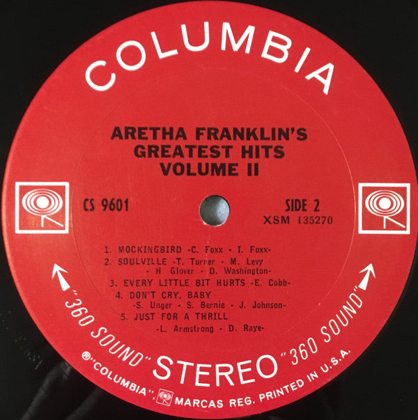 Aretha Franklin : Aretha Franklin's Greatest Hits Volume II (LP, Comp, Ter)