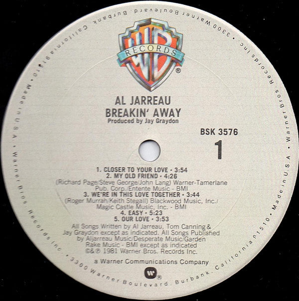 Al Jarreau : Breakin' Away (LP, Album, Club)