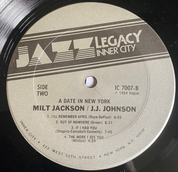 J. J. Johnson*, Milt Jackson : A Date In New York (LP, Comp)