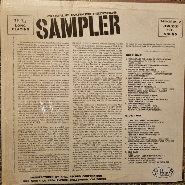 Various : Charlie Parker Record Sampler '66 (LP, Comp, Smplr)