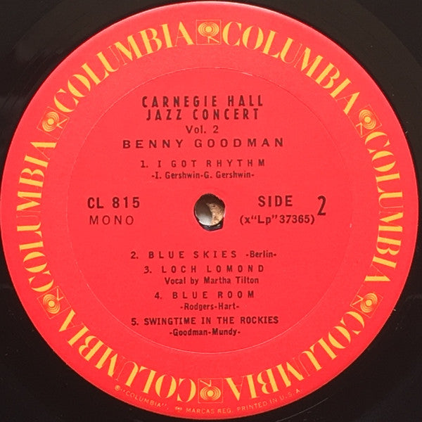 Benny Goodman : The Famous 1938 Carnegie Hall Jazz Concert - Volume 2 (LP, Mono, RE, Pit)