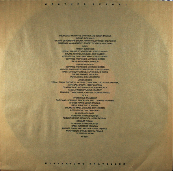 Weather Report : Mysterious Traveller (LP, Album, Ter)