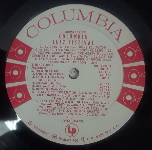Various : Columbia Jazz Festival (LP, Mono, Promo, Smplr)