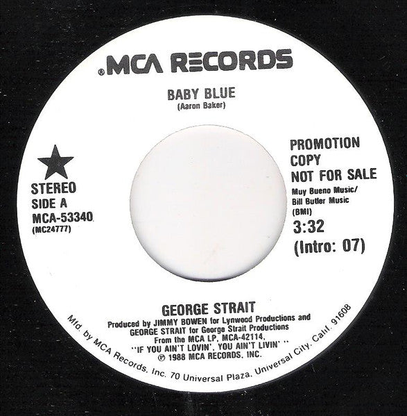 George Strait : Baby Blue (7", Promo)