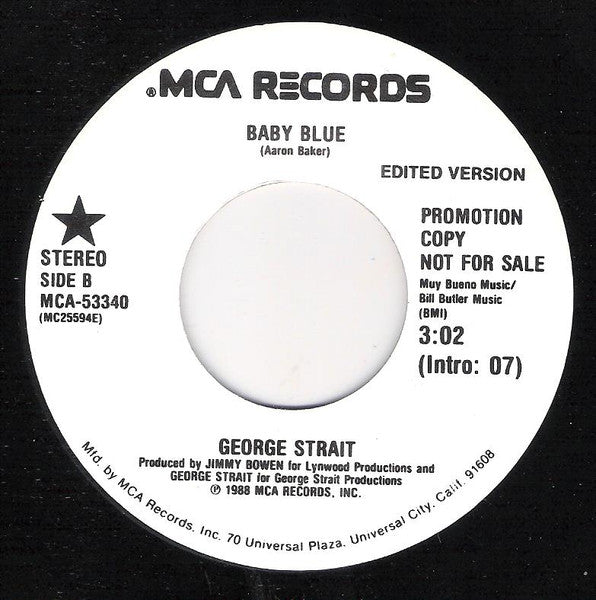 George Strait : Baby Blue (7", Promo)