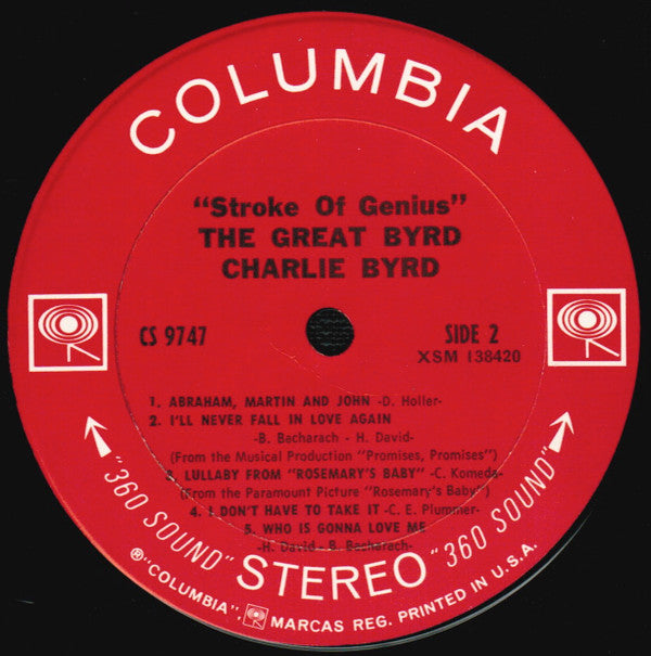 Charlie Byrd : The Great Byrd ("Stroke Of Genius") (LP, Album, Pit)