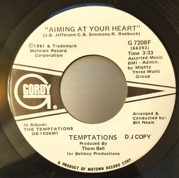 The Temptations : Aiming At Your Heart (7", Single, Promo)