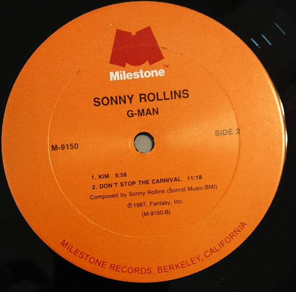 Sonny Rollins : Sonny Rollins Plays G-Man And Other Music For The Soundtrack Of The Robert Mugge Film "Saxophone Colossus" (LP, Album)