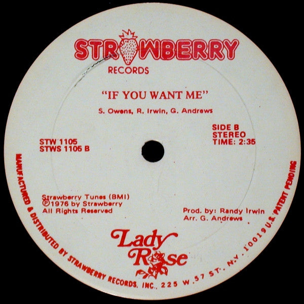 Lady Rose (2) : Dream Express / If You Want Me (12")