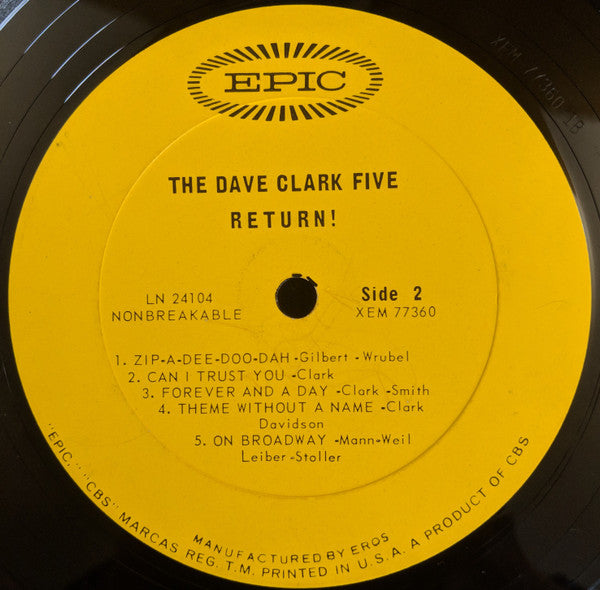 The Dave Clark Five : The Dave Clark Five Return! (LP, Album, Mono, Pit)