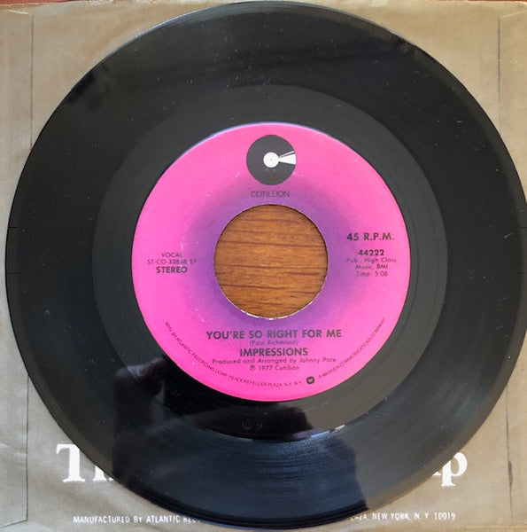 Impressions* : Can't Get Along / You're So Right For Me (7", Single, SP )