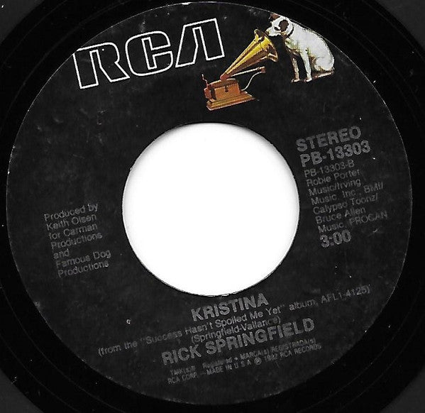 Rick Springfield : I Get Excited (7", Single, Styrene, Ind)