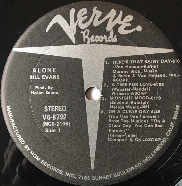 Bill Evans : Alone (LP, Album, RE)
