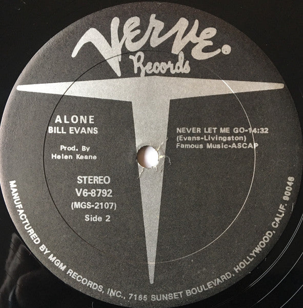 Bill Evans : Alone (LP, Album, RE)