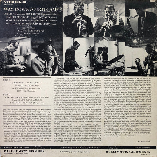 Curtis Amy Featuring Victor Feldman : Way Down (LP, Album)