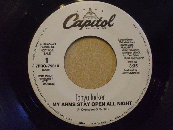 Tanya Tucker : My Arms Stay Open All Night (7", Single, Promo)