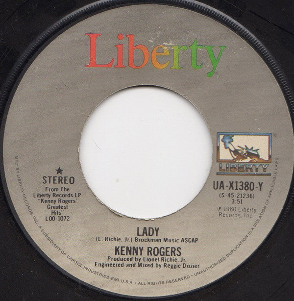 Kenny Rogers : Lady / Sweet Music Man (7", Single, Jac)