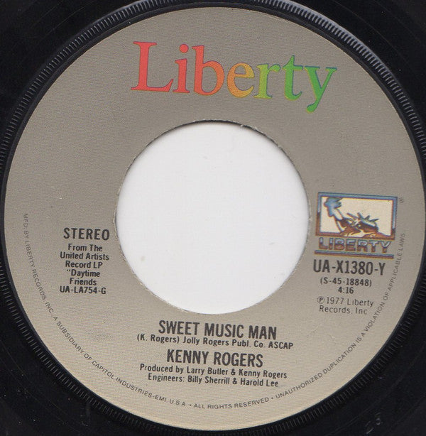 Kenny Rogers : Lady / Sweet Music Man (7", Single, Jac)