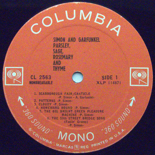 Simon & Garfunkel : Parsley, Sage, Rosemary And Thyme (LP, Album, Mono, San)